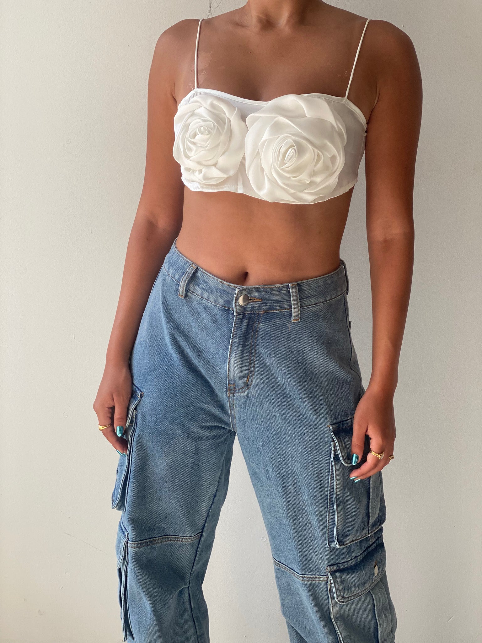 White Rose Crop Top