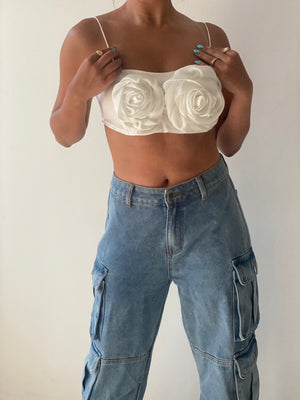 White Rose Crop Top