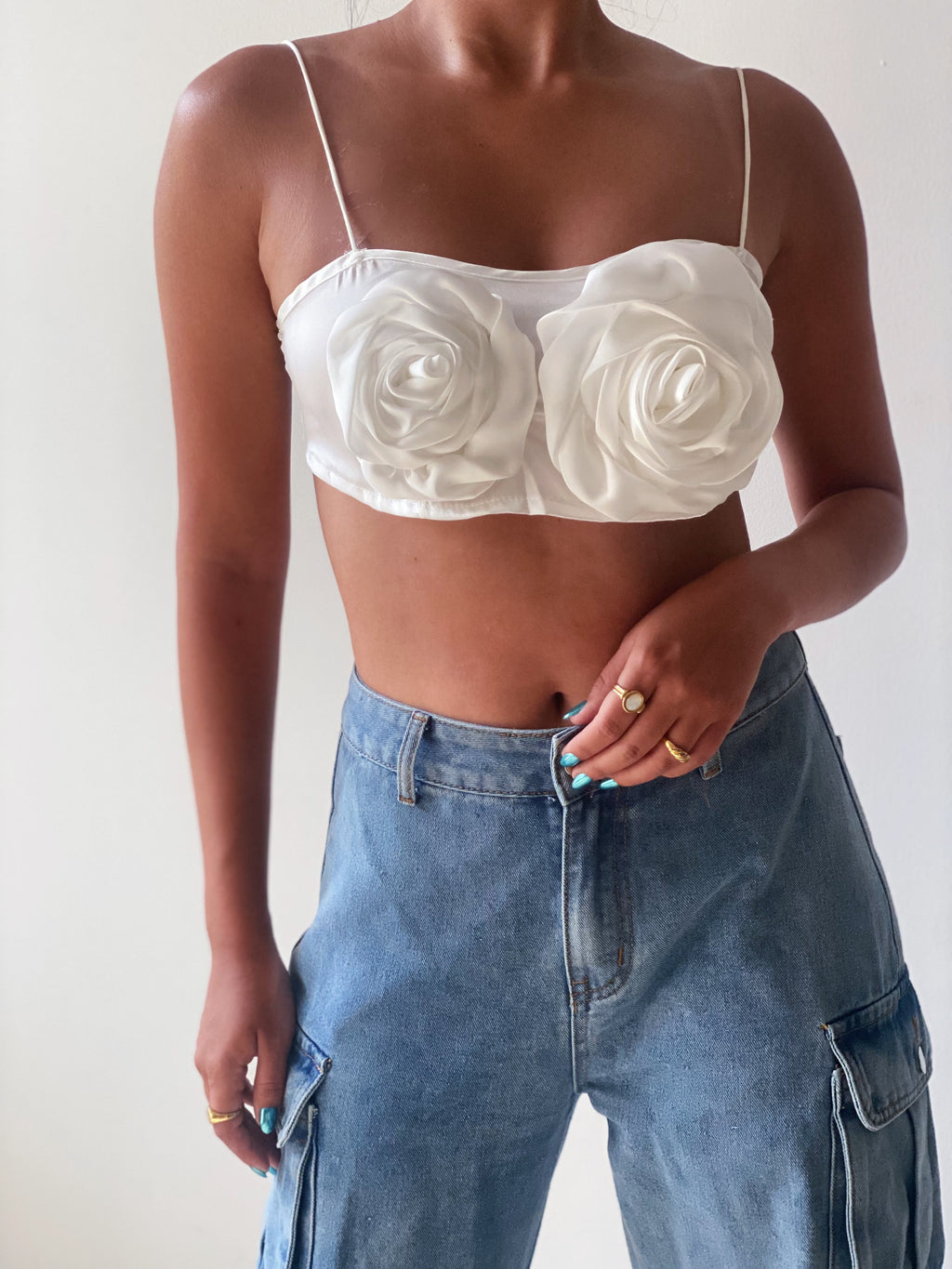 White Rose Crop Top