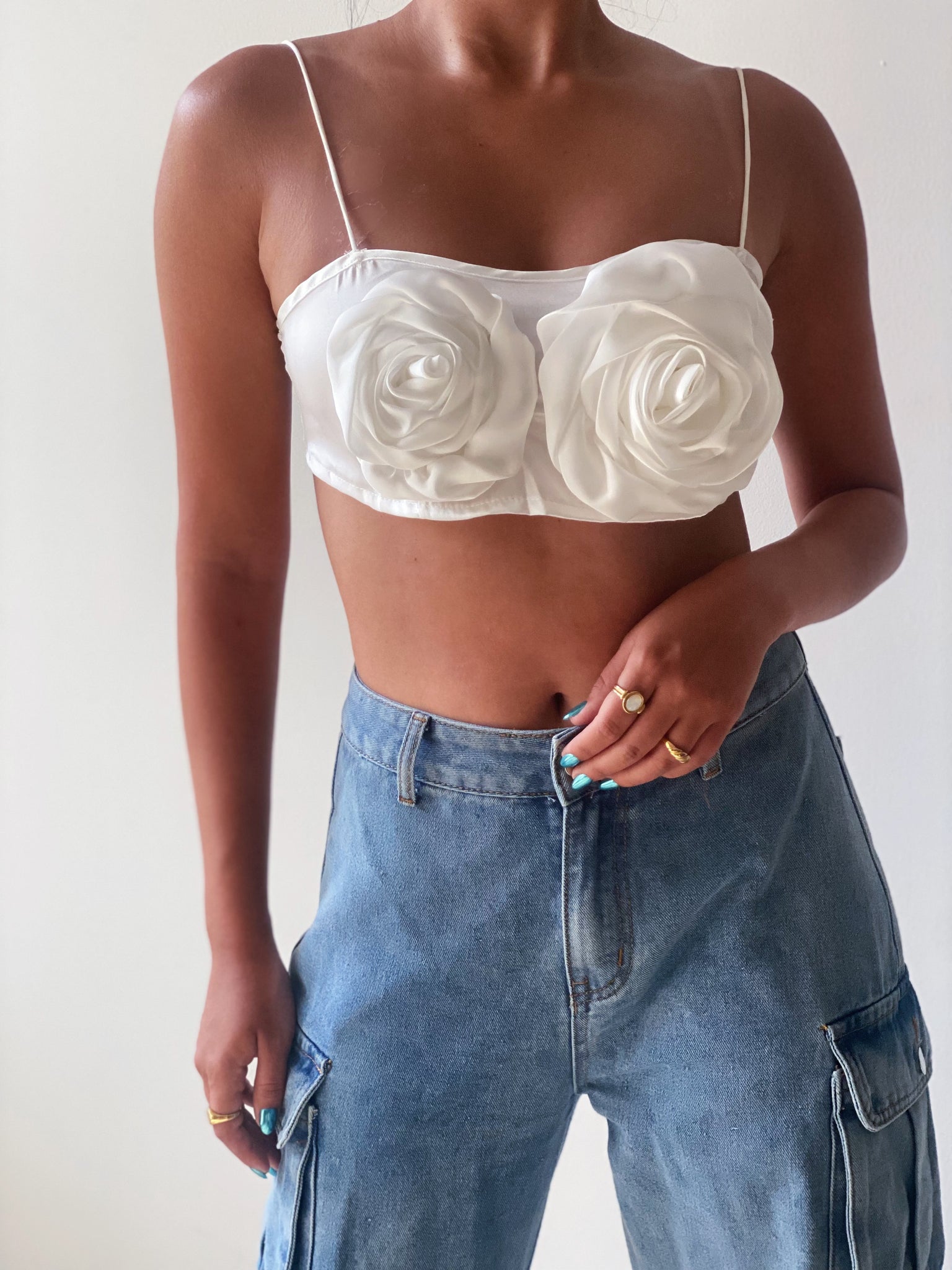 White Rose Crop Top