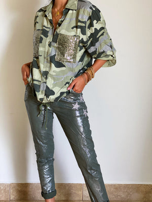 Metallic Olive Green Jogger
