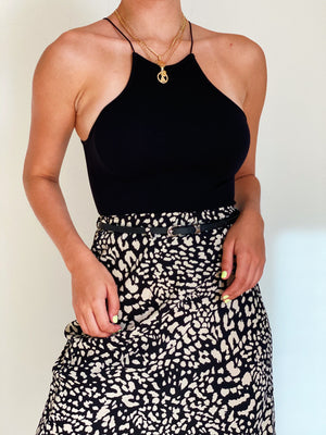 DC Animal Print Midi Skirt With Belt