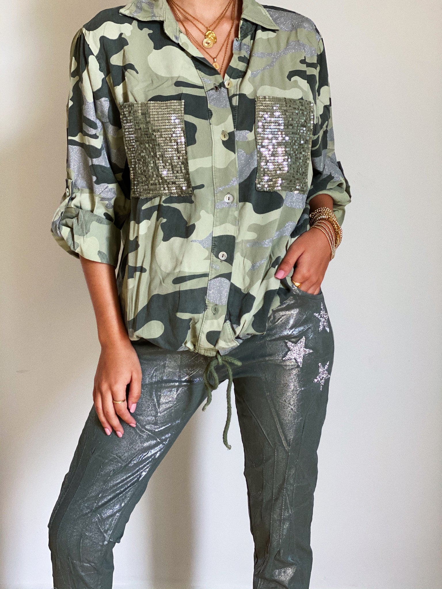 Metallic Olive Green Jogger