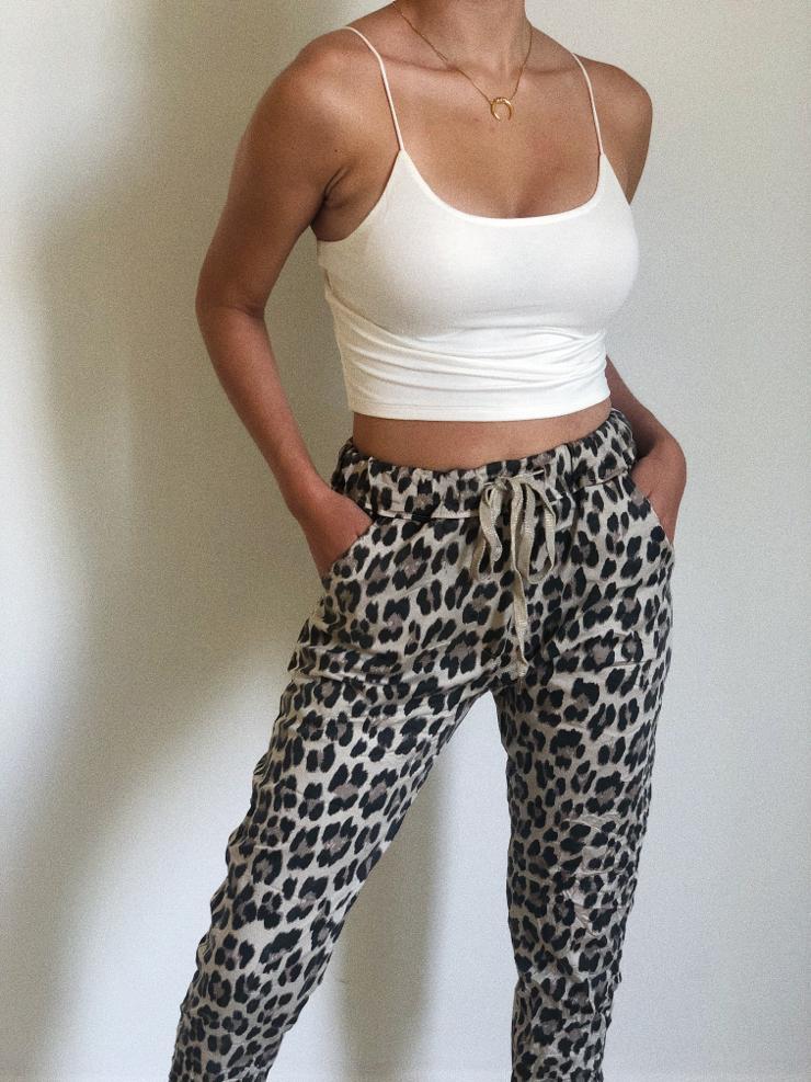 Animal Print Jogger in Nude