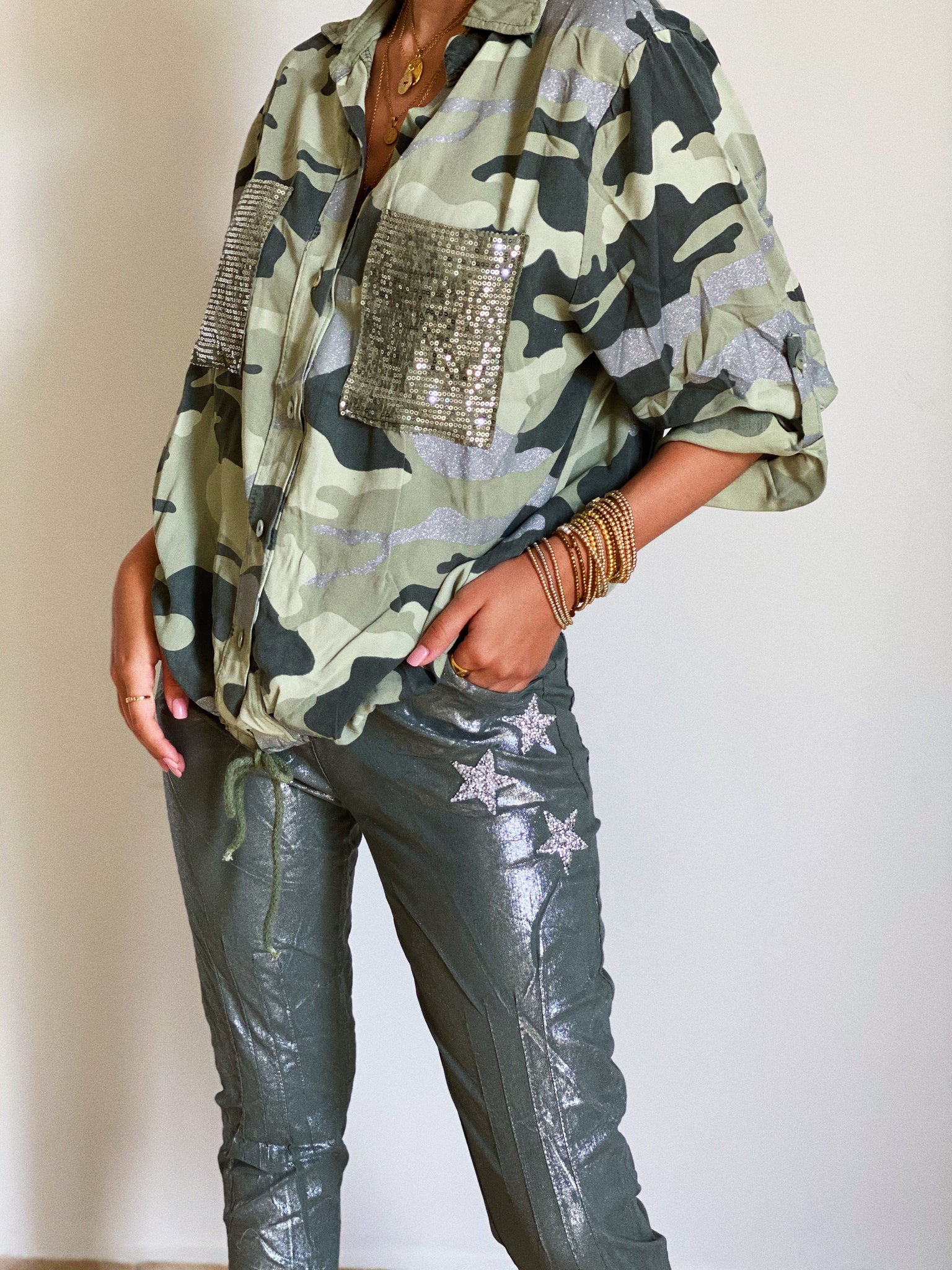 Metallic Olive Green Jogger
