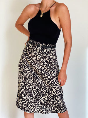 DC Animal Print Midi Skirt With Belt