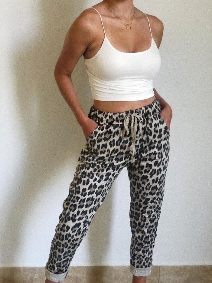 Animal Print Jogger in Nude