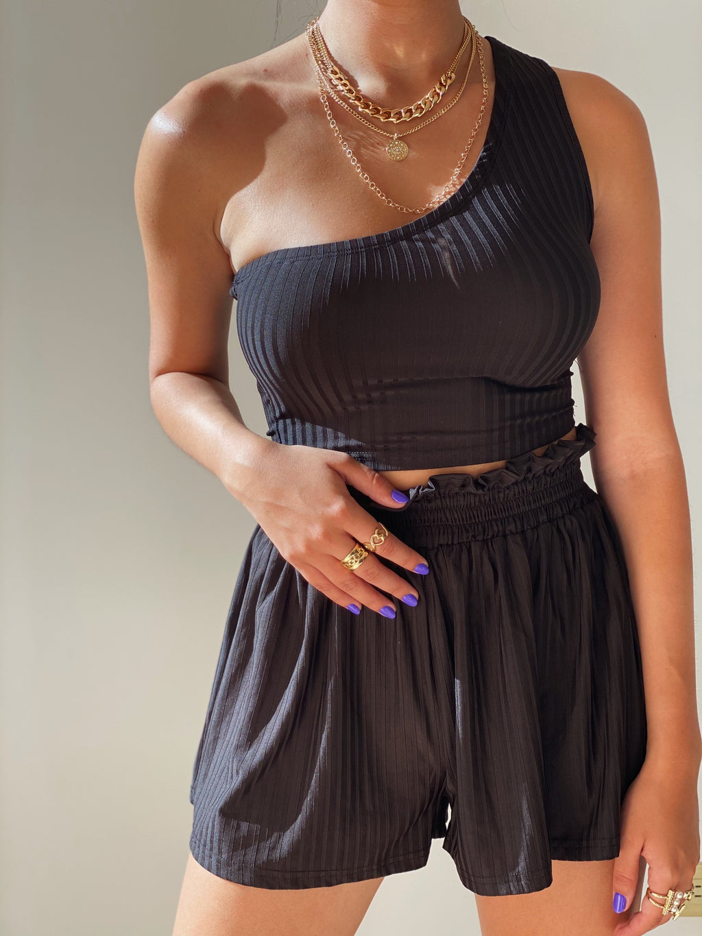 Casual One Shoulder Set