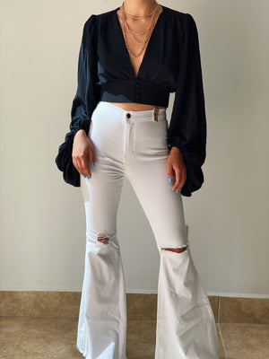 Six Inch Heels White Bell Bottoms