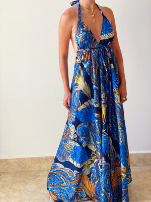 Tropical Gal Maxi Dress in Blus