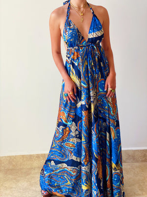 Tropical Gal Maxi Dress in Blus