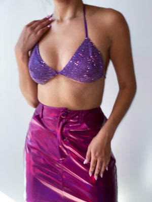 Anti Hero Rhinestones Bra in Purple