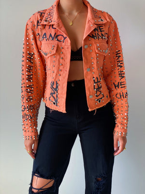 Rock of Ages Jean Jacket in Orange