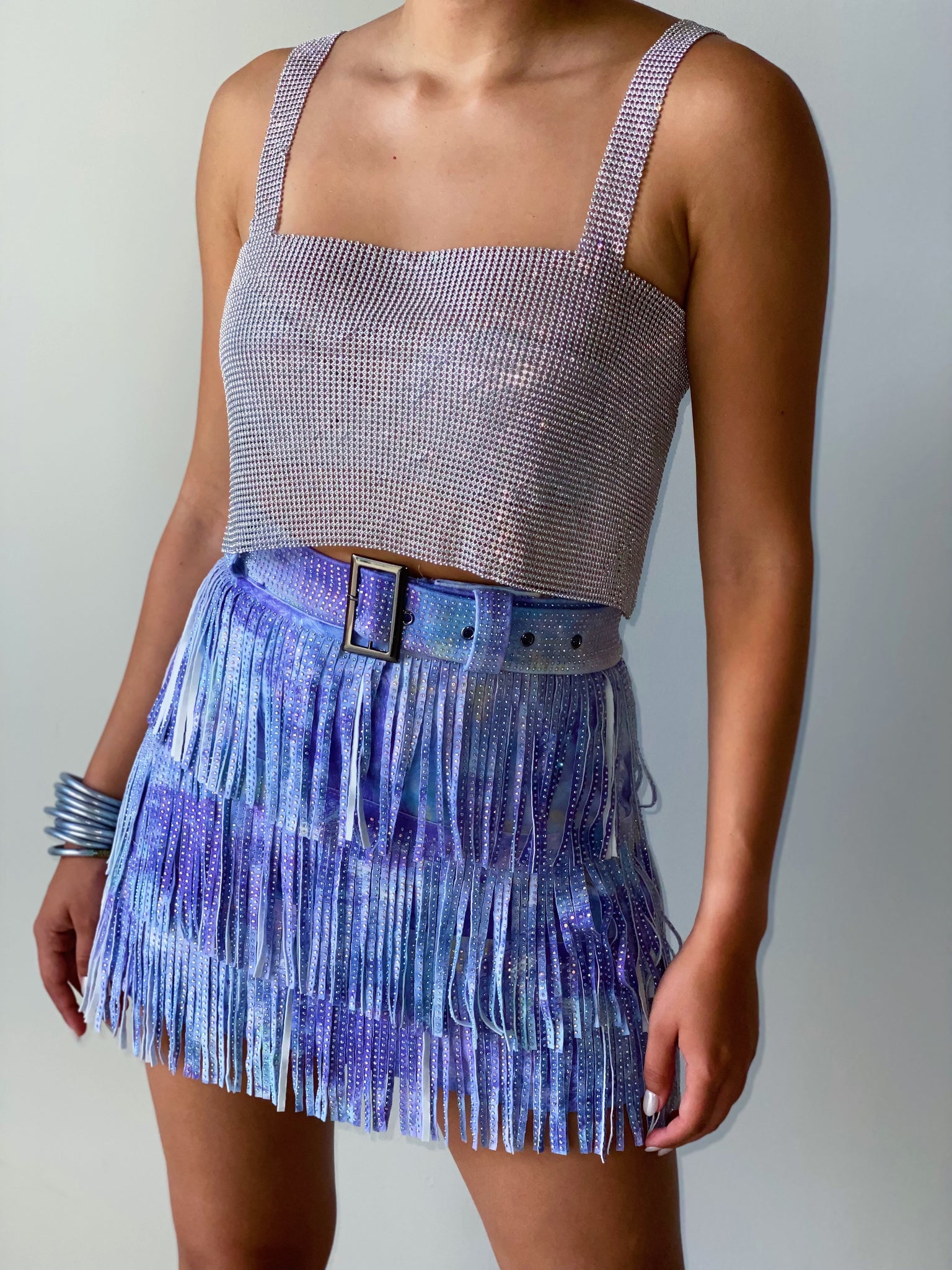 Sky Blue Fringe Skirt