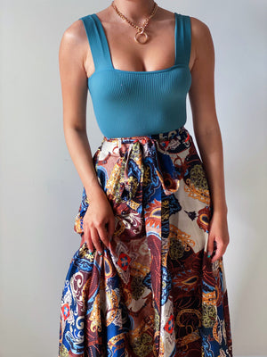 Print Satin Skirt