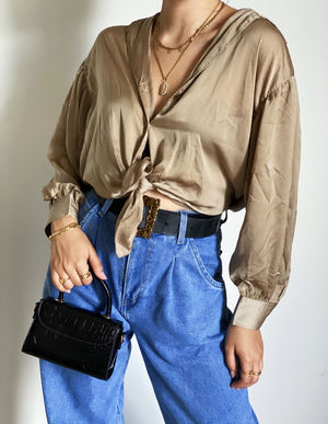 Classic Sand Button Down Blouse