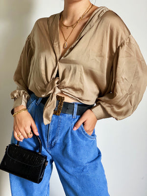 Classic Sand Button Down Blouse