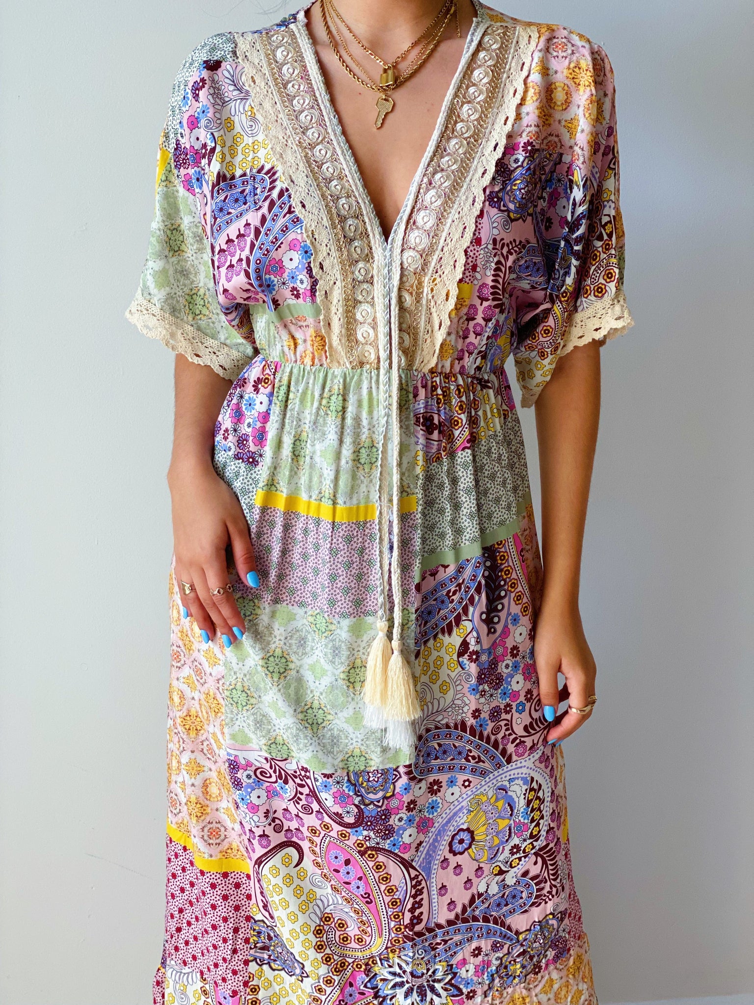 Patch Work Boho Maxi Dress