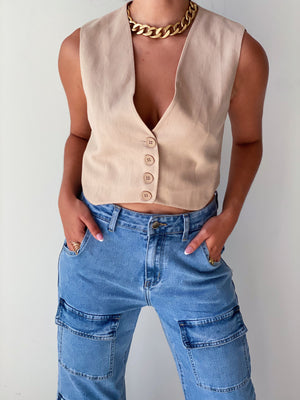 Back to Business Vest in Beige