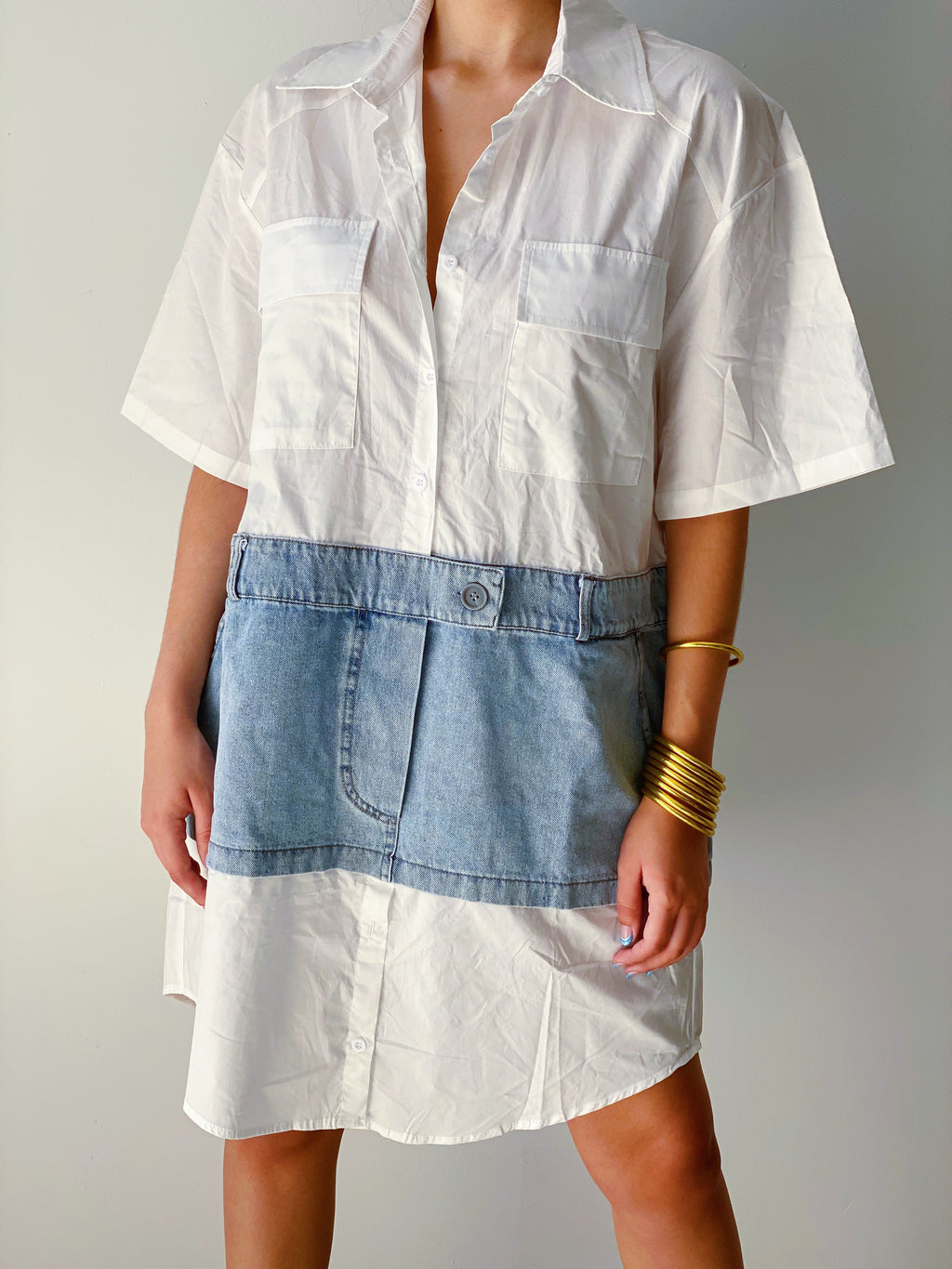 White Denim Shirt Dress