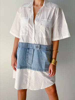 White Denim Shirt Dress