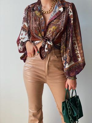 Leather Pant in Camel