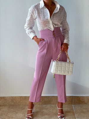 Lilac High Waisted Capri Trousers