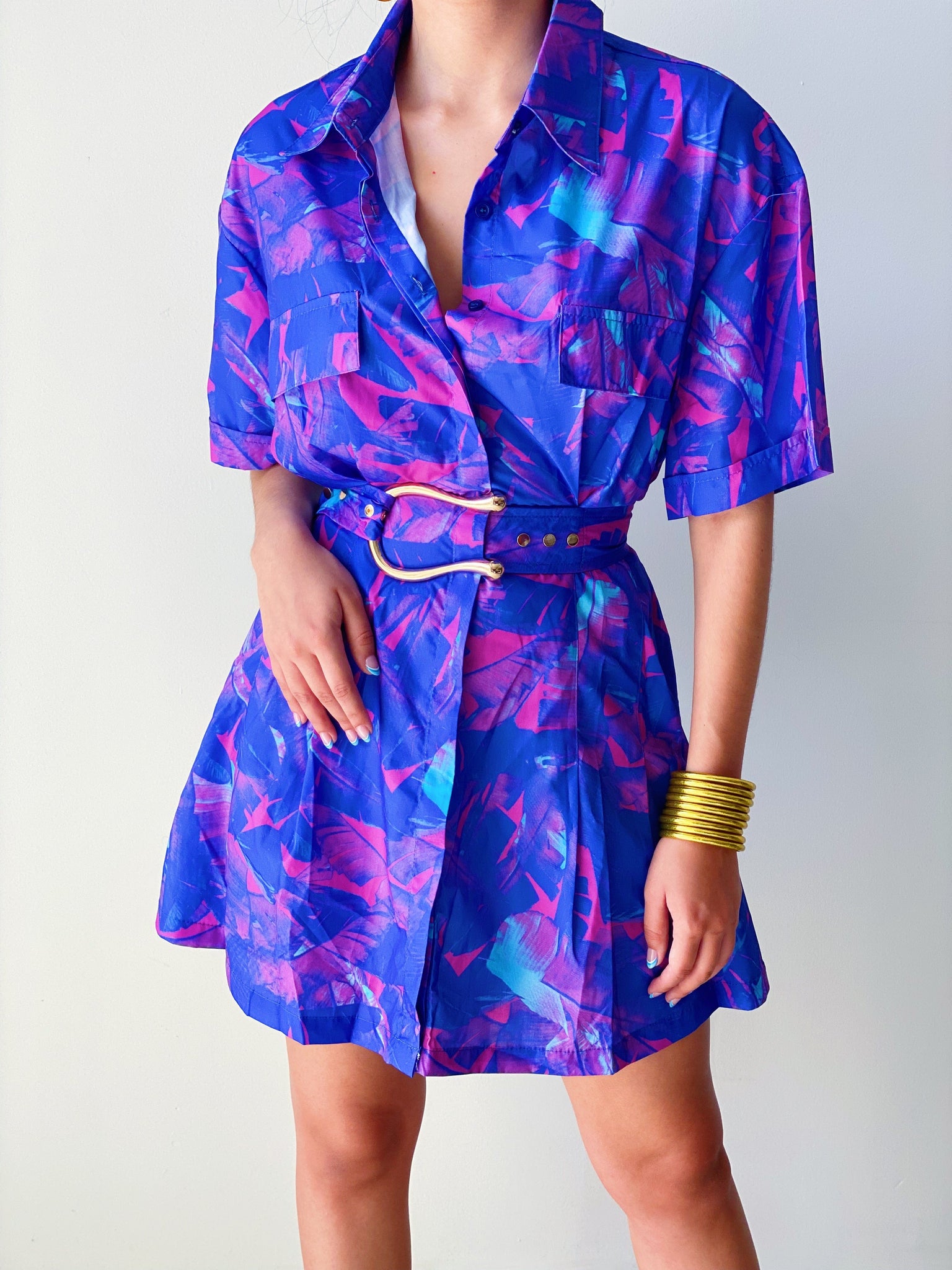 Purple Heart Belted Dress