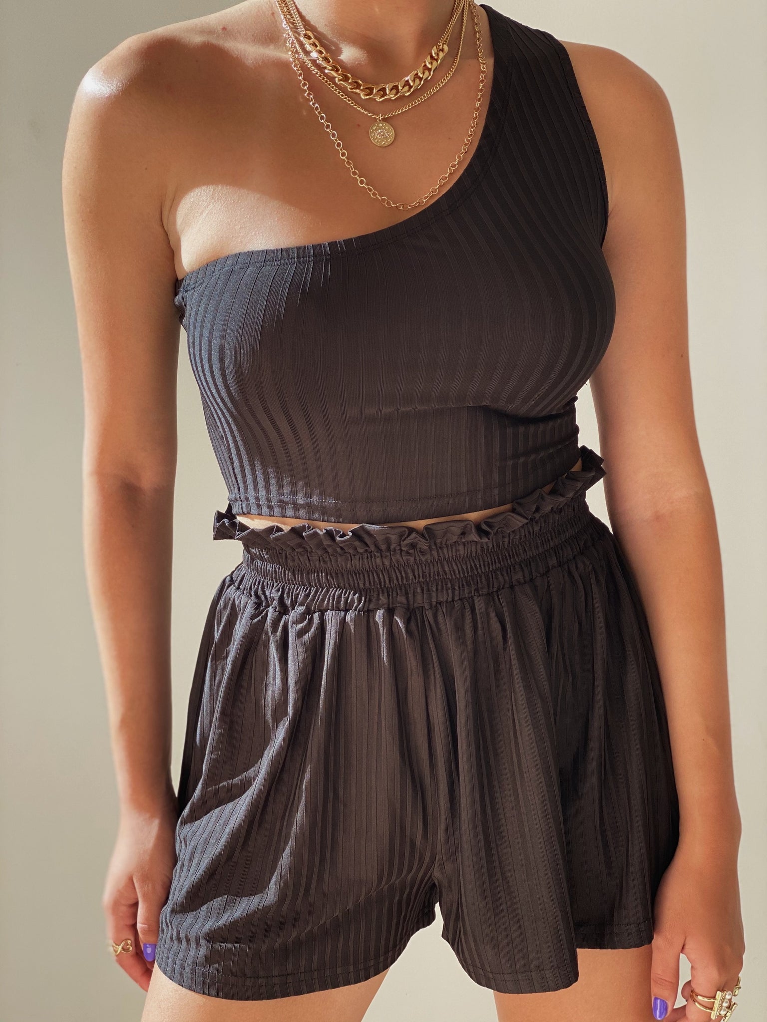 Casual One Shoulder Set