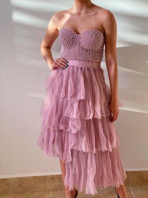 Asymmetrical Tulle Skirt in Pink