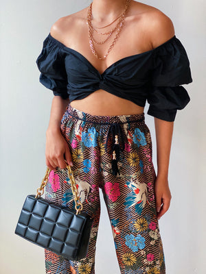 Black Off Shoulder Crop Top