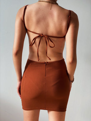 Mocha Latte Open Back Dress