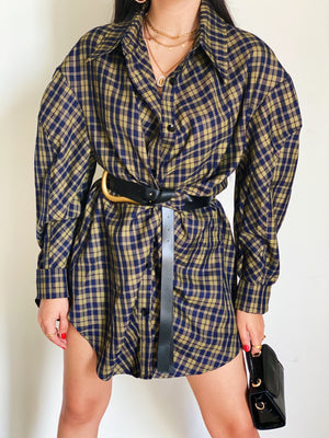 Plaid Oversized Shirt Dress