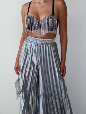 Silver Pleated Bottoms