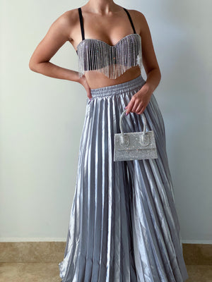 Silver Pleated Bottoms