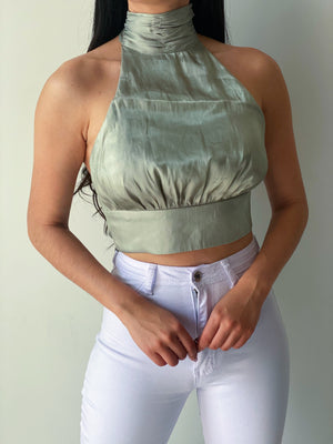 Halter Grey Crop Top