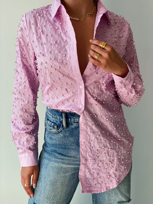 Leighton Pearl Blouse in Lavender