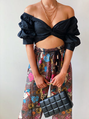 Black Off Shoulder Crop Top