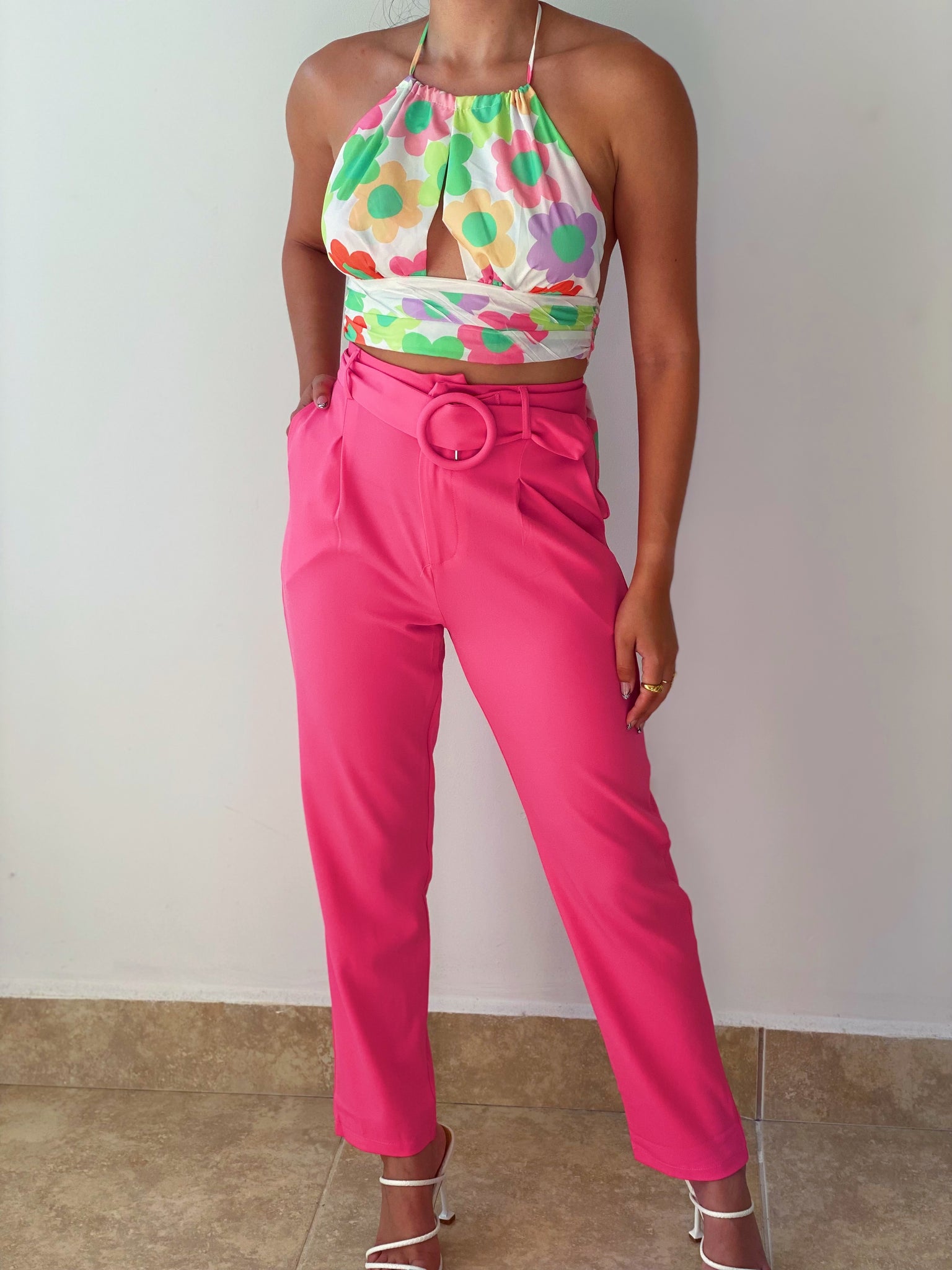 Working Girl Belted Bottoms in Pink