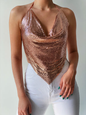 Disco Ball Top in Rose Gold