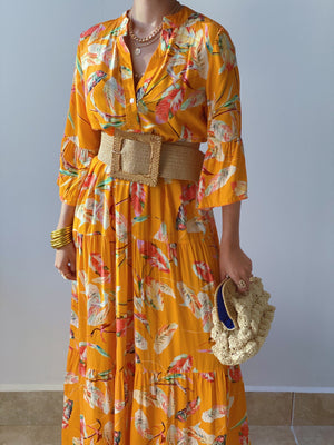 Tangerine Floral Maxi Dress