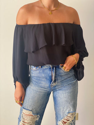 Off Shoulder Black Top