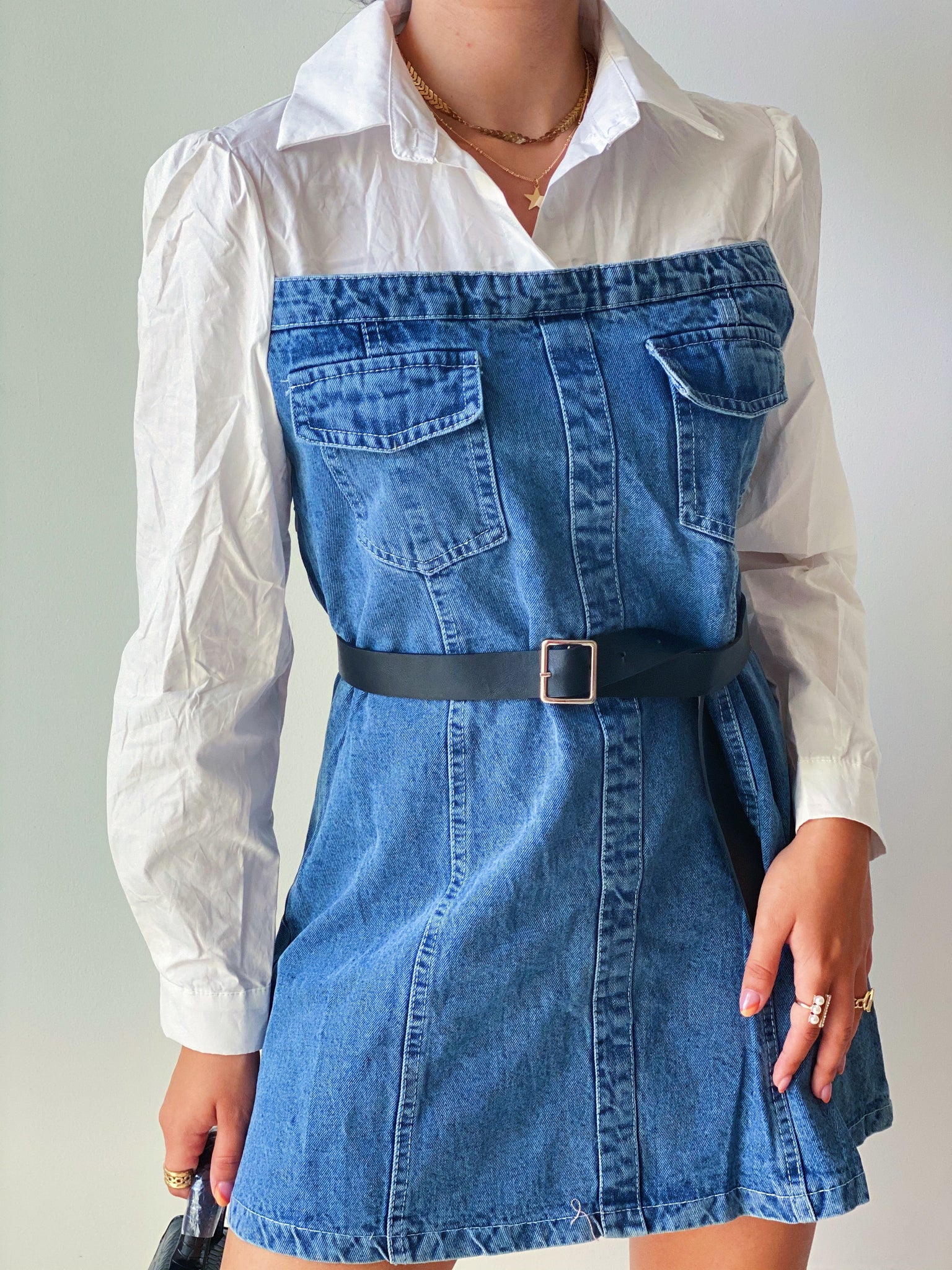 Buffy Denim Belted Dress