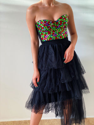 Asymmetrical Tulle Skirt in Black