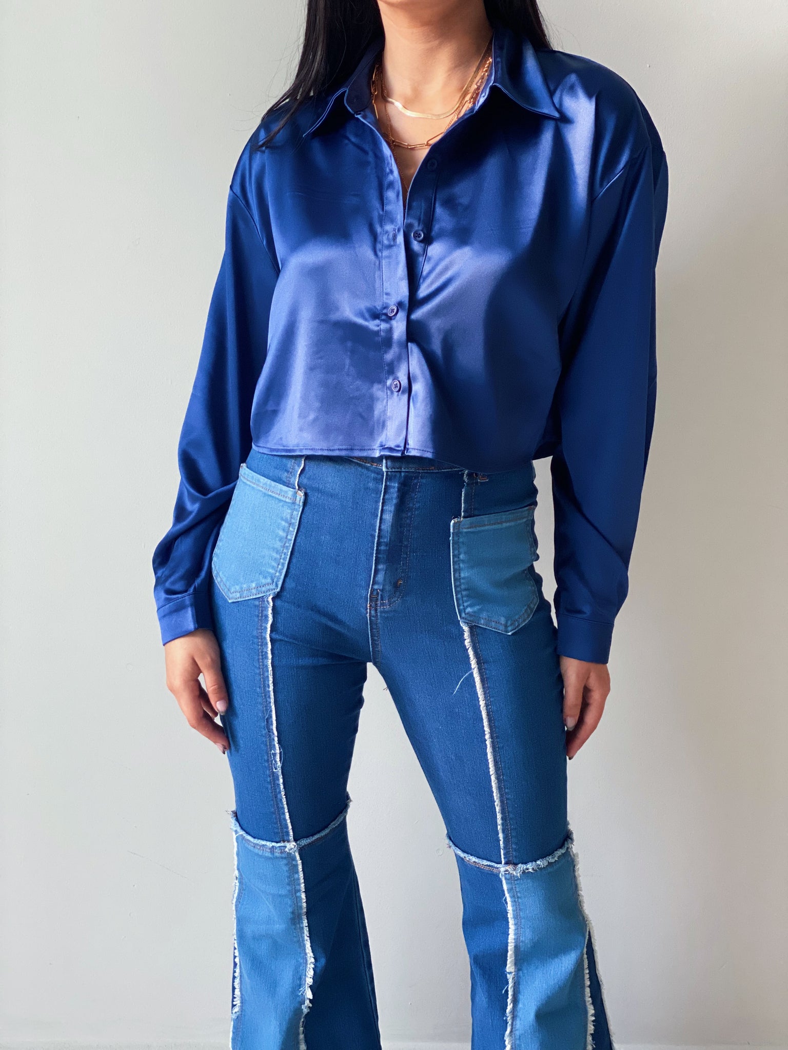 Royal Blue Satin Top