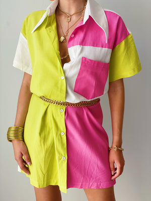 Color Block Shirt Dress Dos