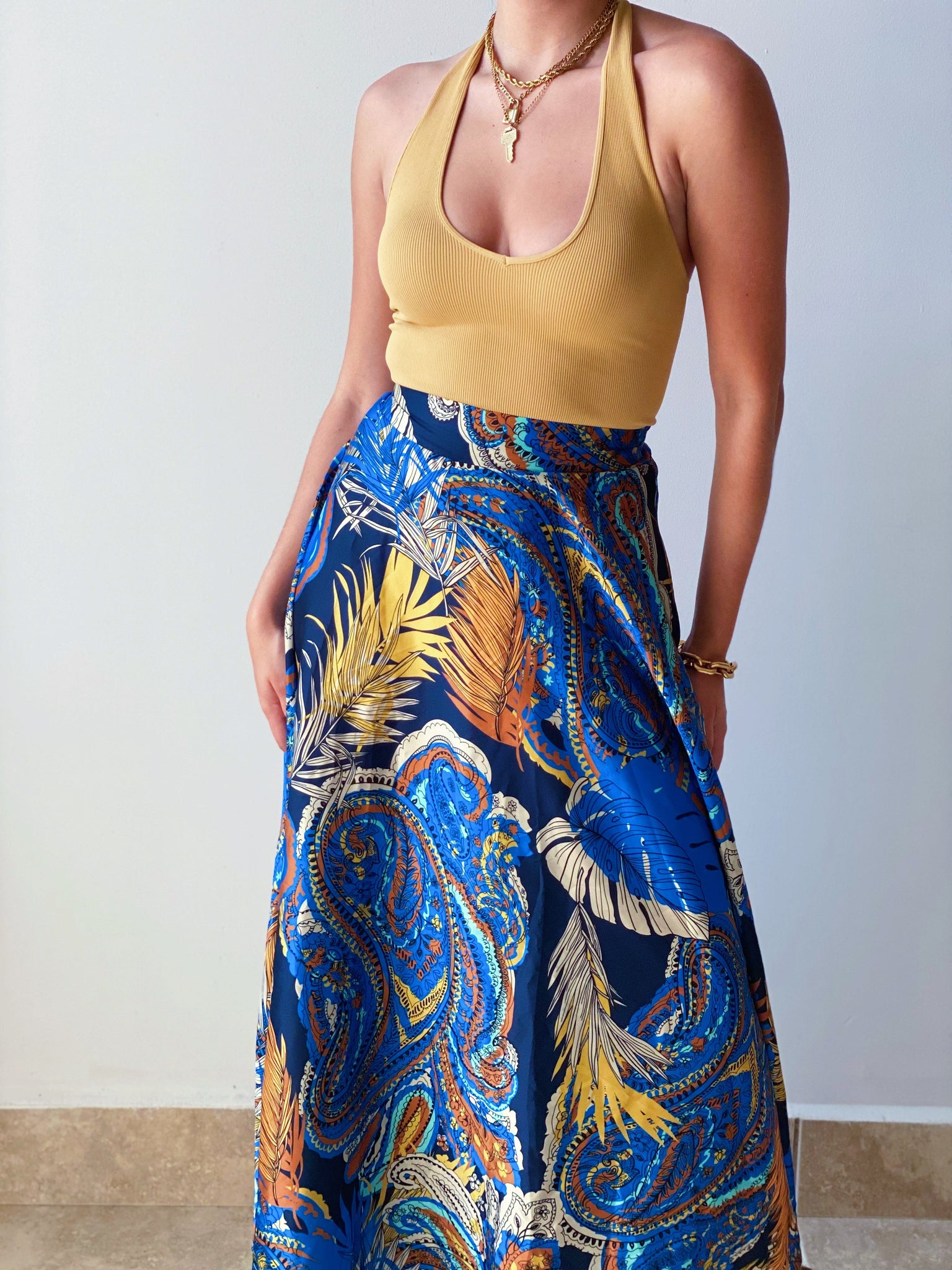 Tropi Gal Maxi Skirt in Blue