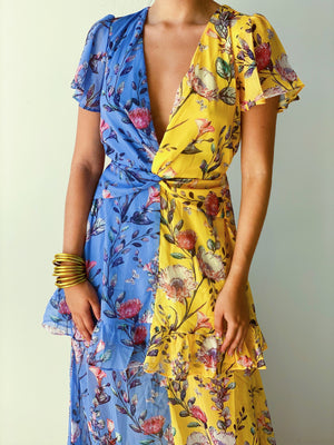 Floral Color Block Dress