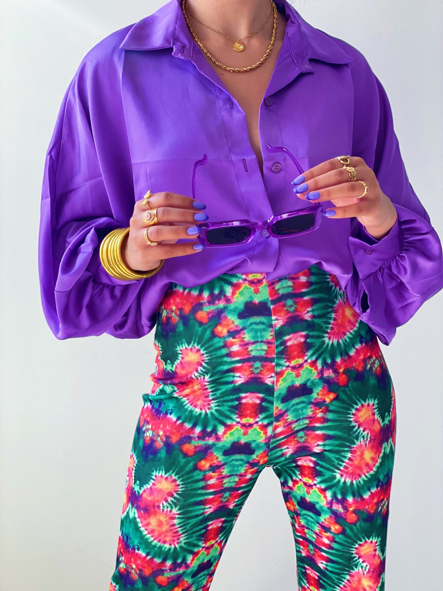 Violet Satin Blouse