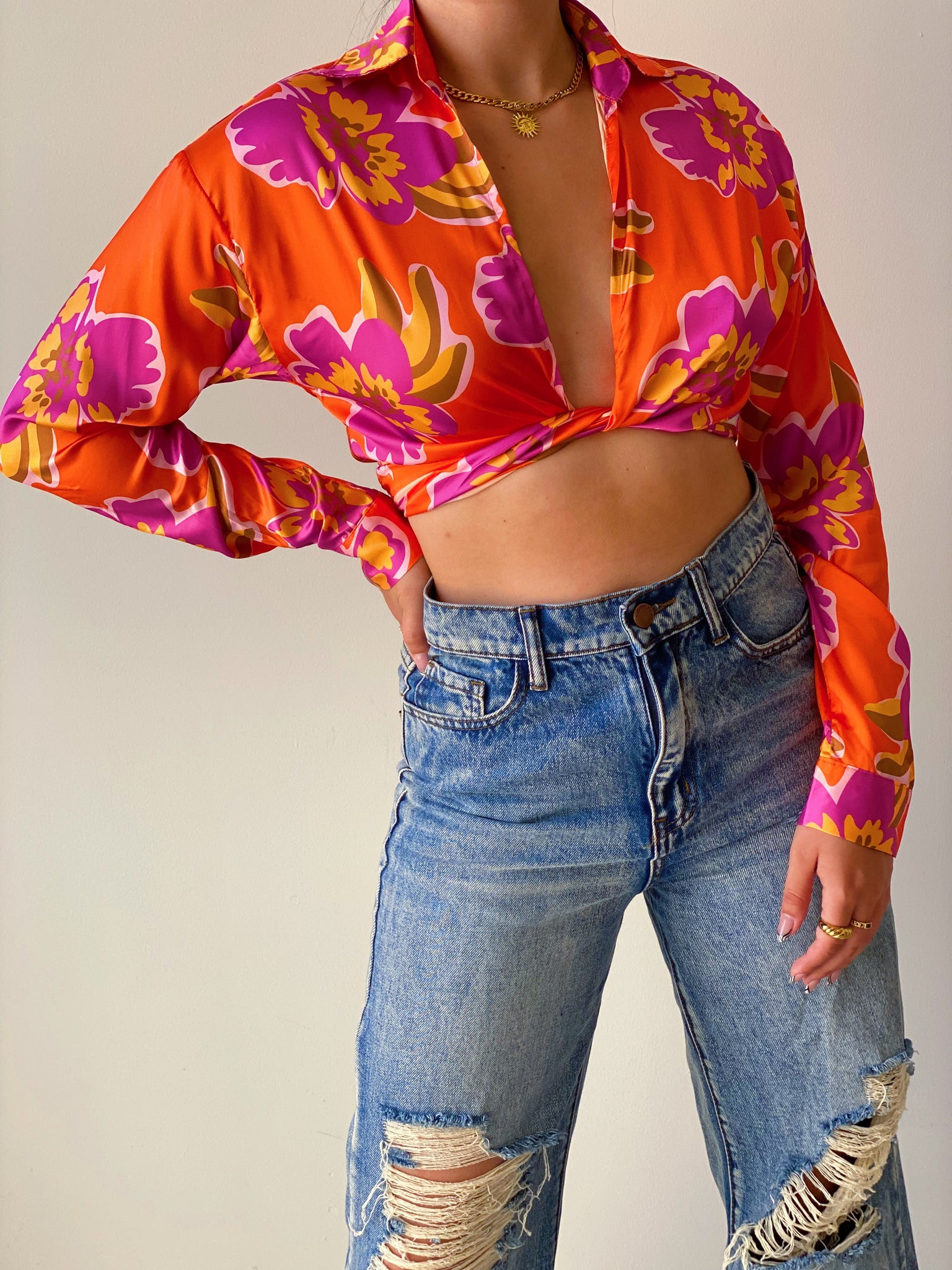 Flower Power Top in Orange